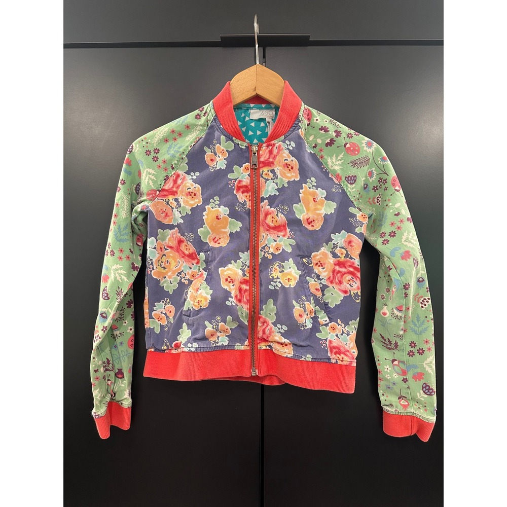 Matilda Jane 435 Girls Floral Bomber Jacket Size 10 Lyocell Zip Up Multi Color